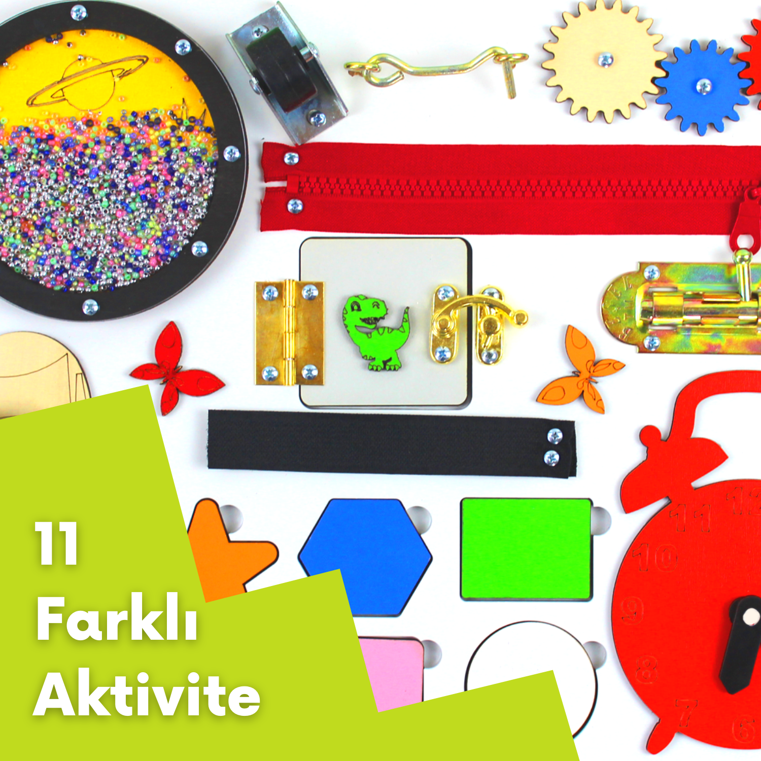 Montessori Eğitici Ahşap Oyuncak Aktivite Eğitim Tahtası, Meşgul Tahta