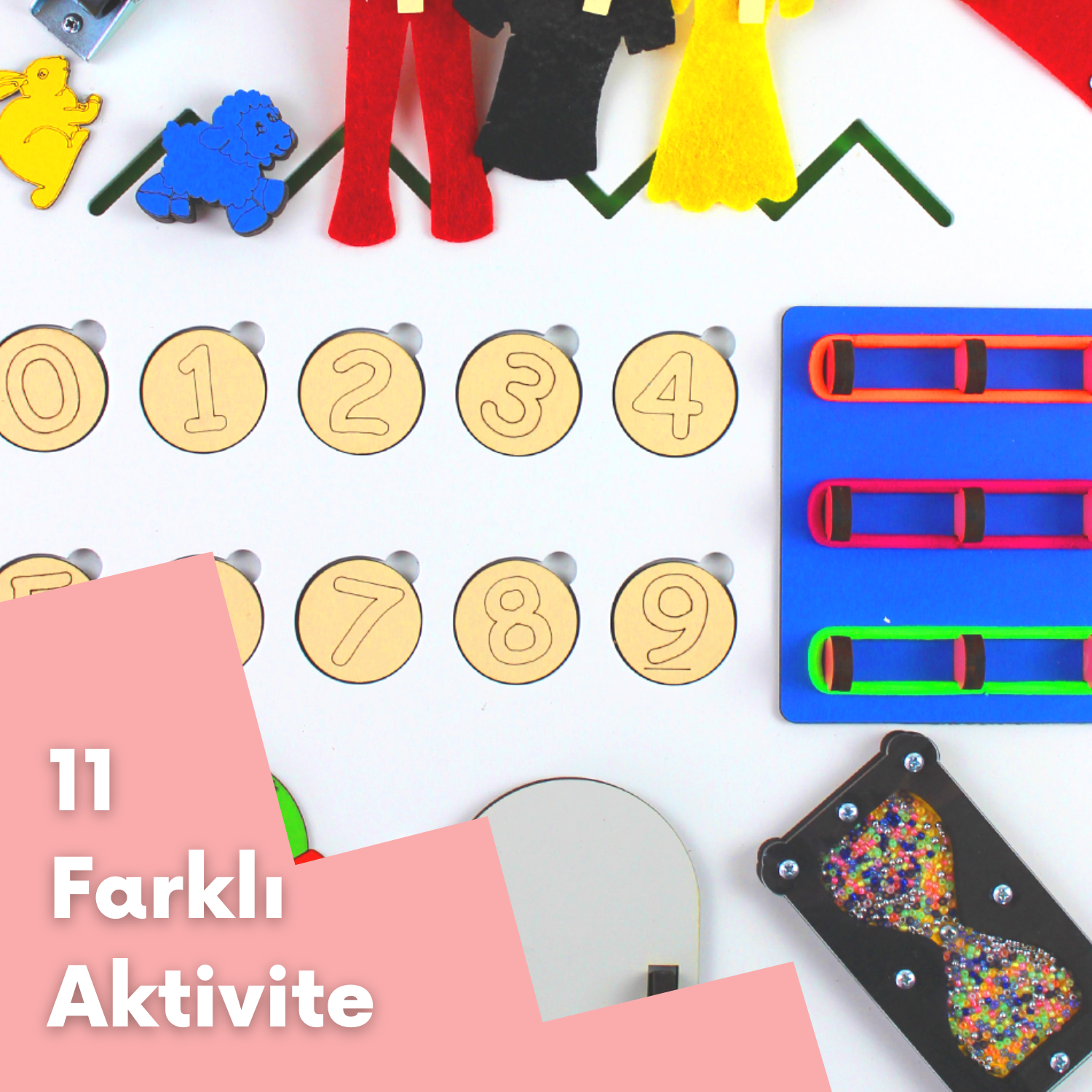 Montessori Eğitici Ahşap Oyuncak Aktivite Eğitim Tahtası, Meşgul Tahta